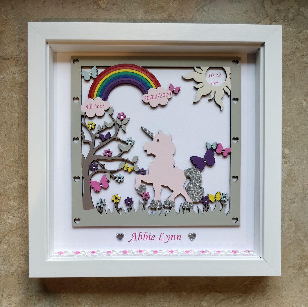 Personalised Unicorn Frame - New Baby