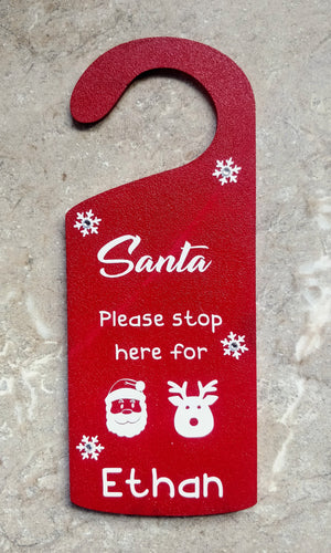 Santa please stop here door hanger