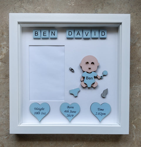 Personalised new baby frame with space for photo