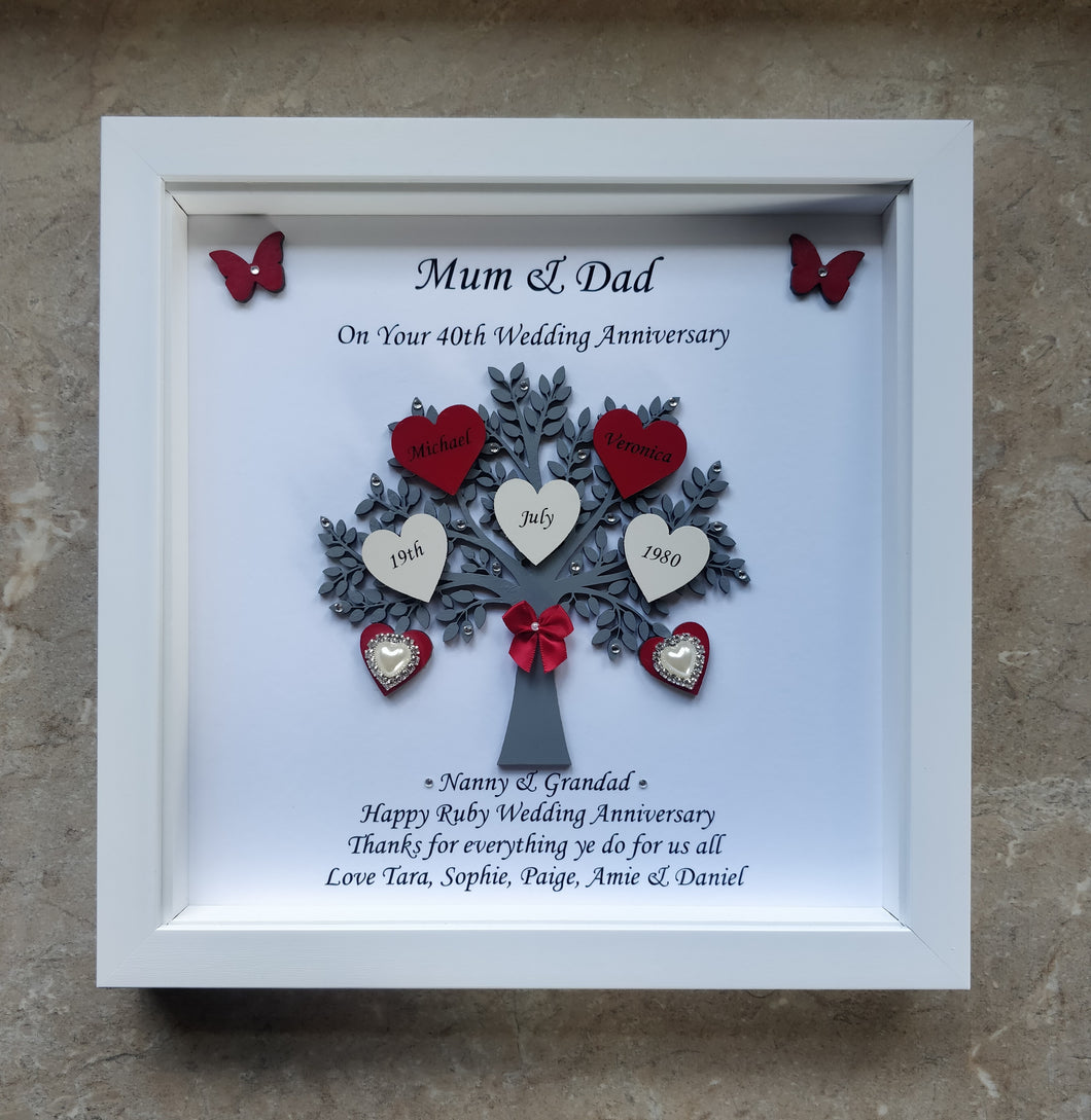 Personalised Wedding Anniversary Small Tree Frame